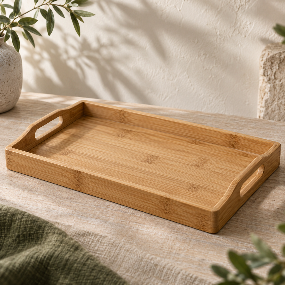 Mosselune Grove Bamboo Serving Tray with Handles