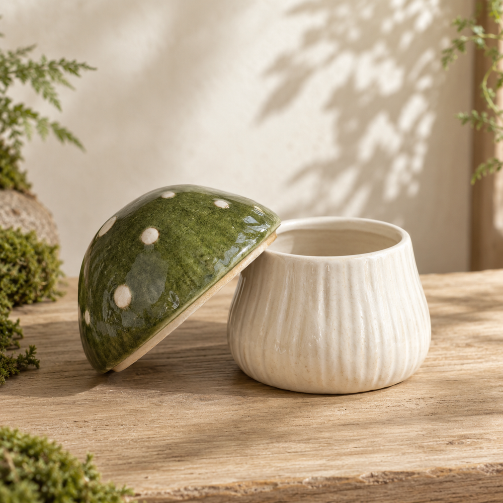 Mosselune Woodland Mushroom Ceramic Trinket Box